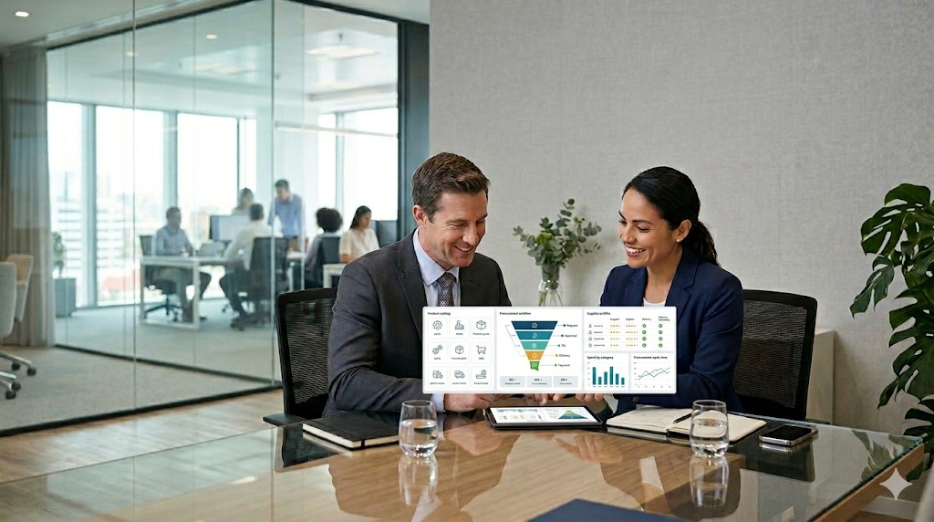 Equipo revisando soluciones de software a la medida